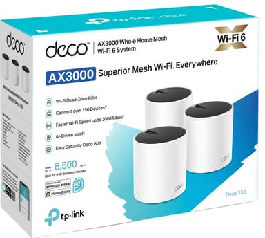 TP-Link DecoX55 AX3000 WiFi 6 mesh-järjestelmä (3 kpl)