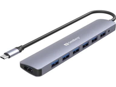 Sandberg USB-C - 7 x USB 3.0 -keskitin