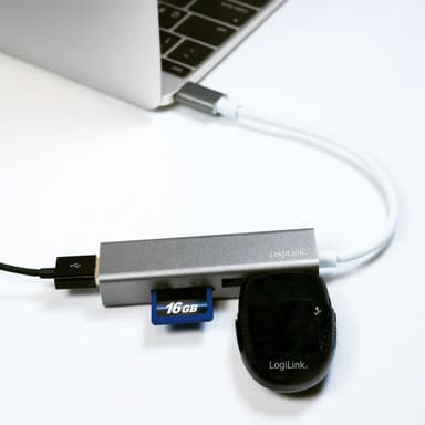 USB-C Hub 3 -portti + muistikortinlukija