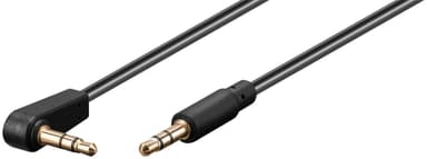 Audioliitäntäkaapeli AUX, 3,5 mm stereo, 3-napainen, kapea, kupari, kulma