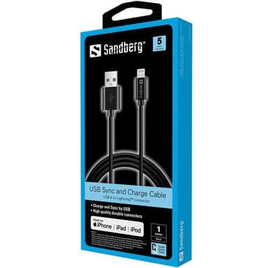 Sandberg USB-A-salama, musta (1 m)