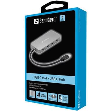 Sandberg USB-C - 4 x USB-C -keskitin
