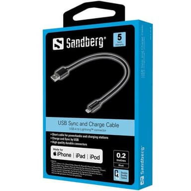 Sandberg USB-A-salama, musta (0,2 m)