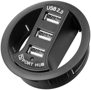 3-porttinen USB 2.0 Hi Speed In-desk HUB