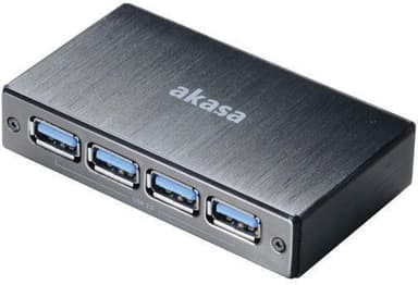 Akasa Connect 4SV, USB 3.0 -keskitin, neljä porttia, harjattu alumiini, sv