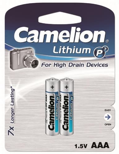 Camelion AAA (LR03), batteri, litium, 2-pack