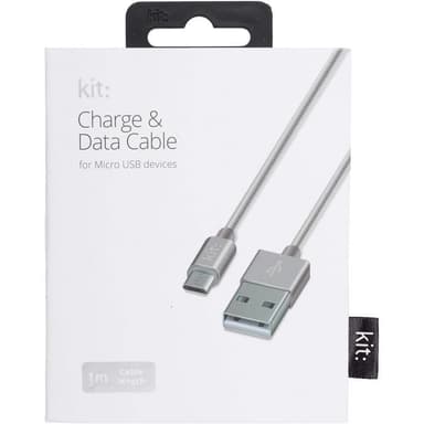 KIT PLATINUM Synk.johto MicroUSB Nailon 1m Silver