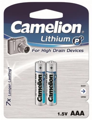 Camelion AAA (LR03), batteri, litium, 2-pack