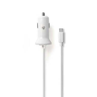Autolaturi | 2.4 A | Kiinteä kaapeli | Micro USB | Valkoinen