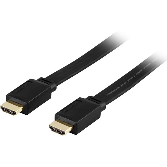 DELTACO HDMI-kaapeli v1.4+Ethernet, 19-pinu-u, 1080p litteä musta 7m
