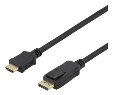 DELTACO DP - HDMI-kaapeli, 10m, 3840x2160 30Hz, 10,8Gb/s, musta