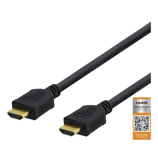DELTACO High-Speed Premium HDMI -kaapeli, 2m, Ethernet, 4K UHD, musta