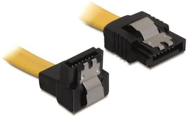 DeLOCK SATA-kabel, 6Gb/s, låsclip, vinklad(nedåt)-rak, 0,5m, gul