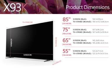 Sony 55” X93K 4K Full Array LED älytelevisio (2022)