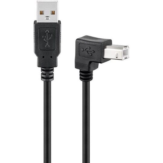 USB 2.0 nopea kaapeli, 90°, musta