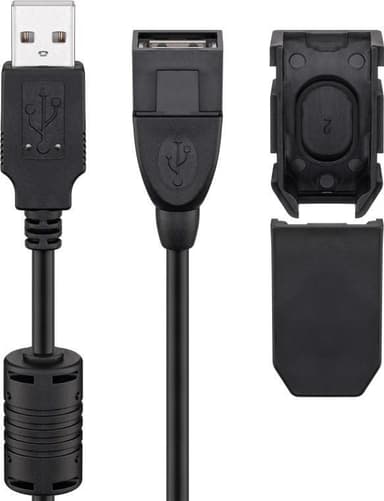 Goobay USB 2.0 High Speed -jatkokaapeli turvaholkilla, musta