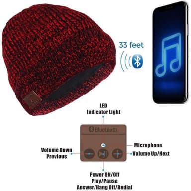 Bluetooth-pipo polyesteri/akryylikuulokkeilla Musta/punainen