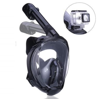 Täysi naamarisyklo snorkkeli ja GoPro -kiinnike - musta - S / M