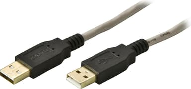 DELTACO USB 2.0 kaapeli Tyyppi A uros - Tyyppi A uros, 2m, beige/musta