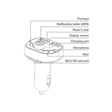 Bluetooth FM lähetin autoon Musta