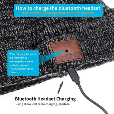 Bluetooth-pipo polyesteri/akryylikuulokkeilla Musta/harmaa