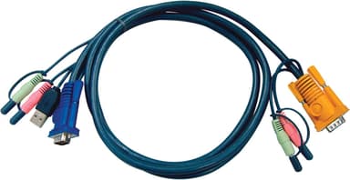 ATEN KVM -kaapelointi SPHD15ha / 2x3,5mm ha-1xUSB A ha / 2x3,5mm ha / HD15ha, 3m