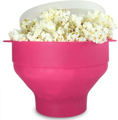 Popcorn kulho silikoni taitto vaaleanpunainen
