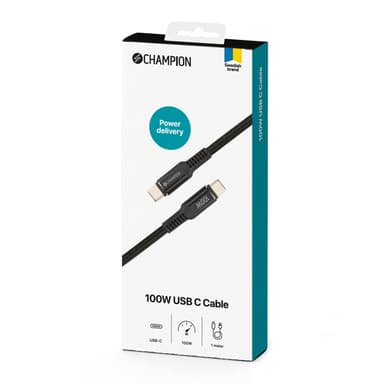 Champion USB-C-kaapeli 100W 1m Musta