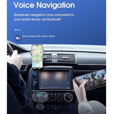 Bluetooth FM-lähetin autoon QC3.0 / PD-pikalaturilla