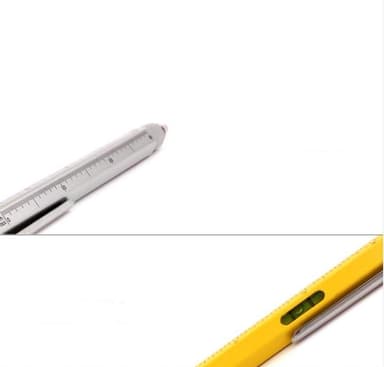 6 in 1 Stylus Pen ja ruuvimeisselit Tasoviivaimella alumiini/kupari, keltainen 4-osainen