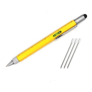 6 in 1 Stylus Pen ja ruuvimeisselit Tasoviivaimella alumiini/kupari, keltainen 4-osainen