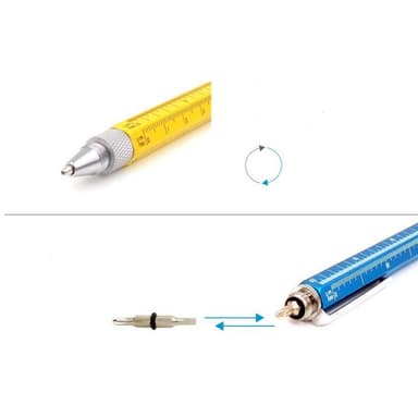6 in 1 Stylus Pen ja ruuvimeisselit Tasoviivaimella alumiini/kupari, keltainen 4-osainen