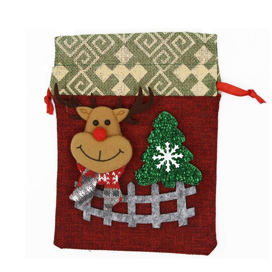 Joululaukku / joulukoristeen kangas Punainen