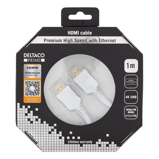 DELTACO PRIME HDMI-kaapeli, Premium High Speed HDMI with Ethernet, 4K,