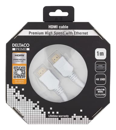 DELTACO PRIME HDMI-kaapeli, Premium High Speed HDMI with Ethernet, 4K,