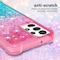 SKALO Samsung A13 4G Juoksuhiekka Glitter Sydämet TPU kuori - Pinkki-Turkoosi