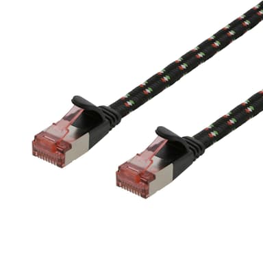 Tough Flat CAT.6A U/FTP Patch Cable, 28AWG, 0.5m, black