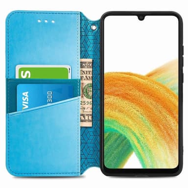 SKALO Samsung A13 4G Mandala Slim lompakkokotelo - Sininen