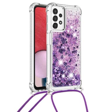 SKALO Samsung A13 4G Juoksuhiekka Glitter Mobile kaulapanta - Violetti