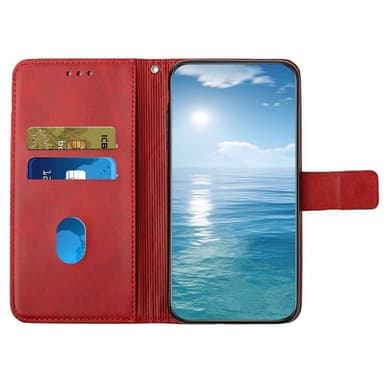 SKALO Samsung A13 4G Kohokuvioitu PU Nahka Lompakkokotelo - Punainen