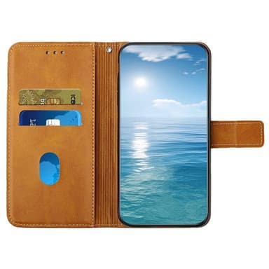 SKALO Samsung A13 4G Kohokuvioitu PU Nahka Lompakkokotelo - Vaaleanruskea