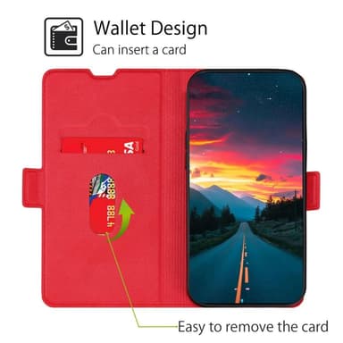 SKALO Samsung A13 4G Ultrathin Premium Wallet Case - Punainen