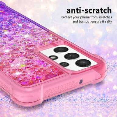 SKALO Samsung A13 4G Juoksuhiekka Glitter Sydämet TPU kuori - Pinkki-Violetti