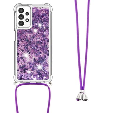 SKALO Samsung A13 4G Juoksuhiekka Glitter Mobile kaulapanta - Violetti