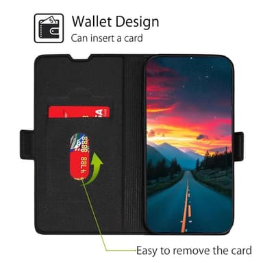 SKALO Samsung A13 4G Ultrathin Premium Wallet Case - Musta