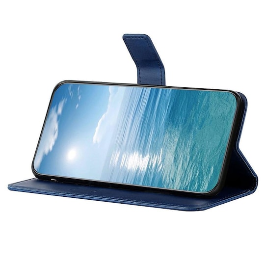SKALO Samsung A13 4G Kohokuvioitu PU Nahka Lompakkokotelo - Sininen