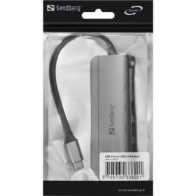 USB-C - 4 x USB 3.0 Hub SAVER, hopea