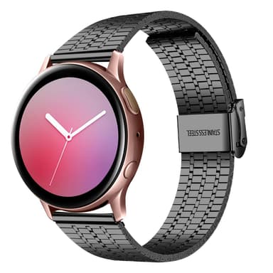 Samsungin älykellon rannekoru 20 mm ruostumatonta terästä Musta