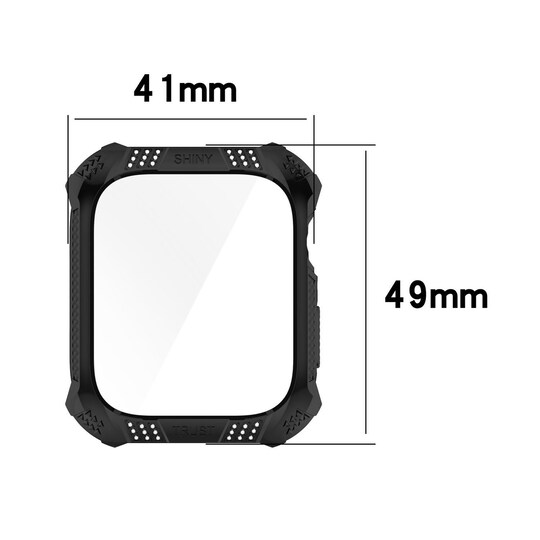 Apple Watch 7 41 mm kotelo PC / karkaistu lasi Musta