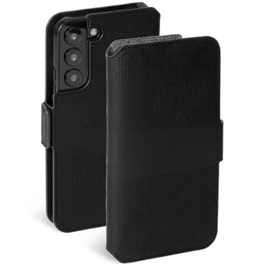 Nahkainen puhelinlompakko Galaxy S22+ musta